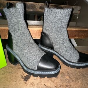 Sam Edelman Gray and Black Heeled Boots